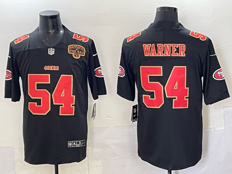 Men San Francisco 49ers #54 Warner Black gold Nike Limited NFL 2025 Jersey style 02